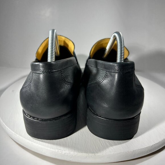 Sandro Moscoloni Mens Size 10 Leather Loafers Shoes Dress Black Apron Split Toe - Picture 6 of 12